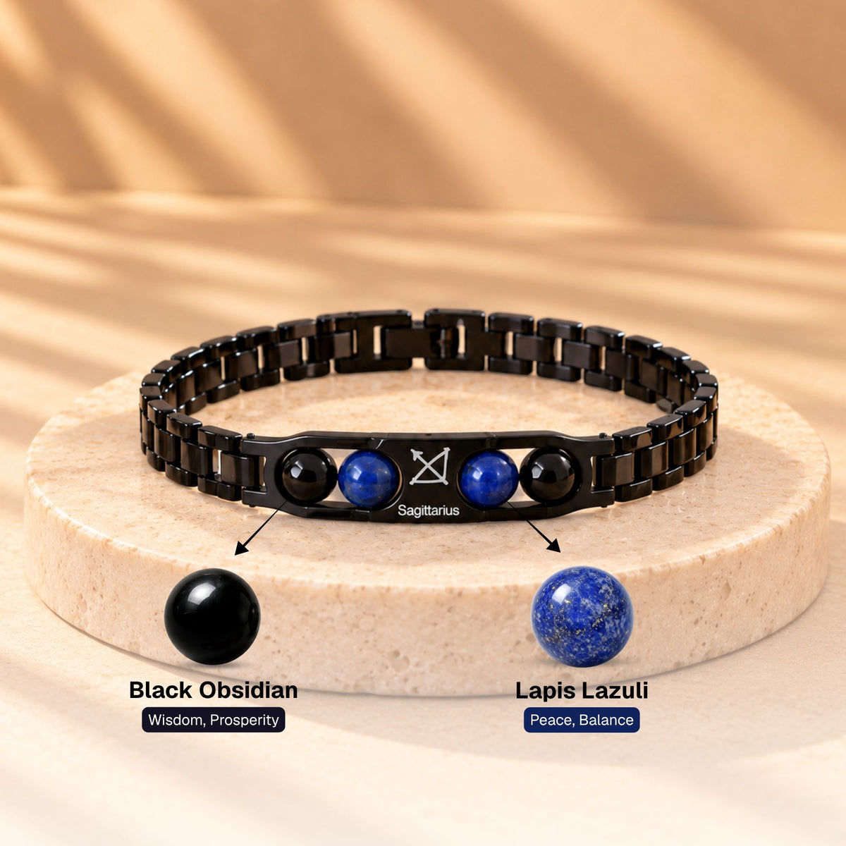 Sagittarius Zodiac Sign Metal Bracelet + Free Selenite Plate