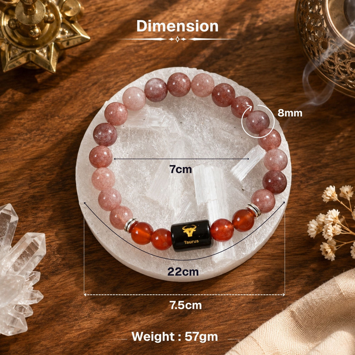 Sunstone & Carnelian Zodiac Band for Taurus (वृषभ राशि)