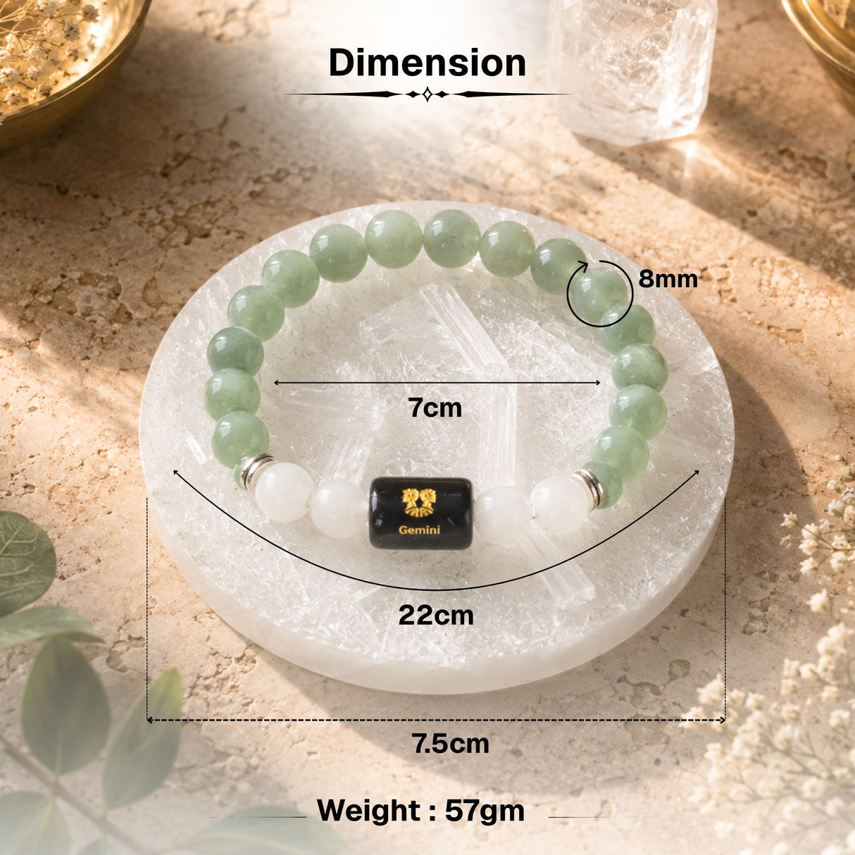 Green Aventurine & Milky Quartz Zodiac Band for Gemini (मिथुन राशि)