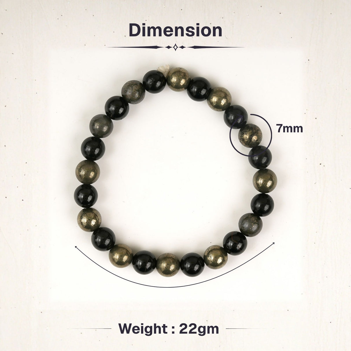 Wealth Shield Band with Pyrite and Black Obsidian Stones