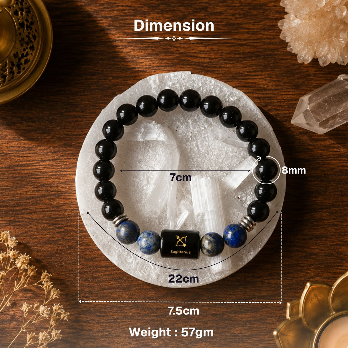 Black Obsidian & Lapis Lazuli Zodiac Band for Sagittarius (धनु राशि)