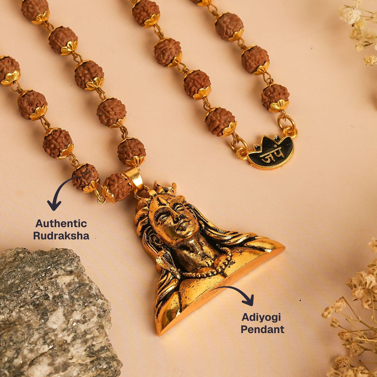 Gold Plated Adiyogi Rudraksha Mala