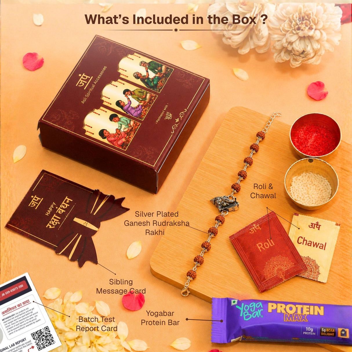 Silver Plated Ganesh Rudraksha Rakhi Box
