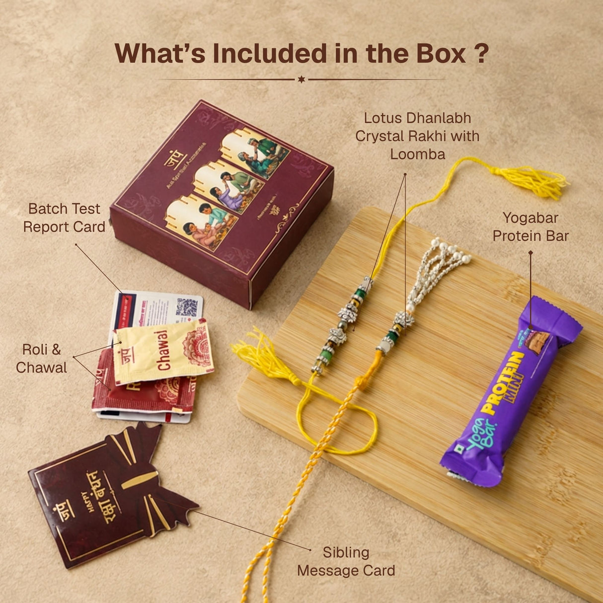 Lotus Dhanlabh Crystal Rakhi with Looomba
