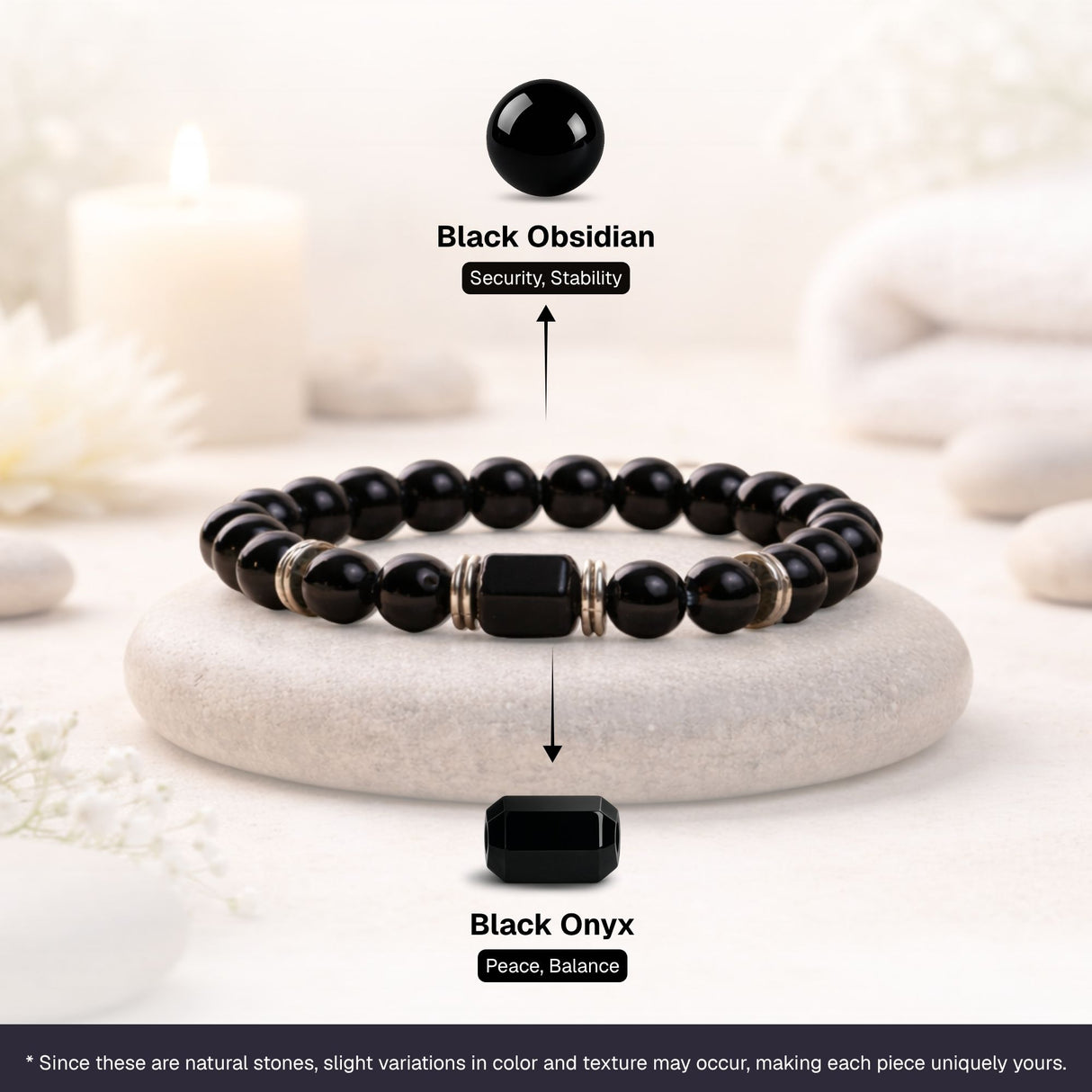 Black Onyx Zodiac Band – Aquarius (कुंभ राशि)