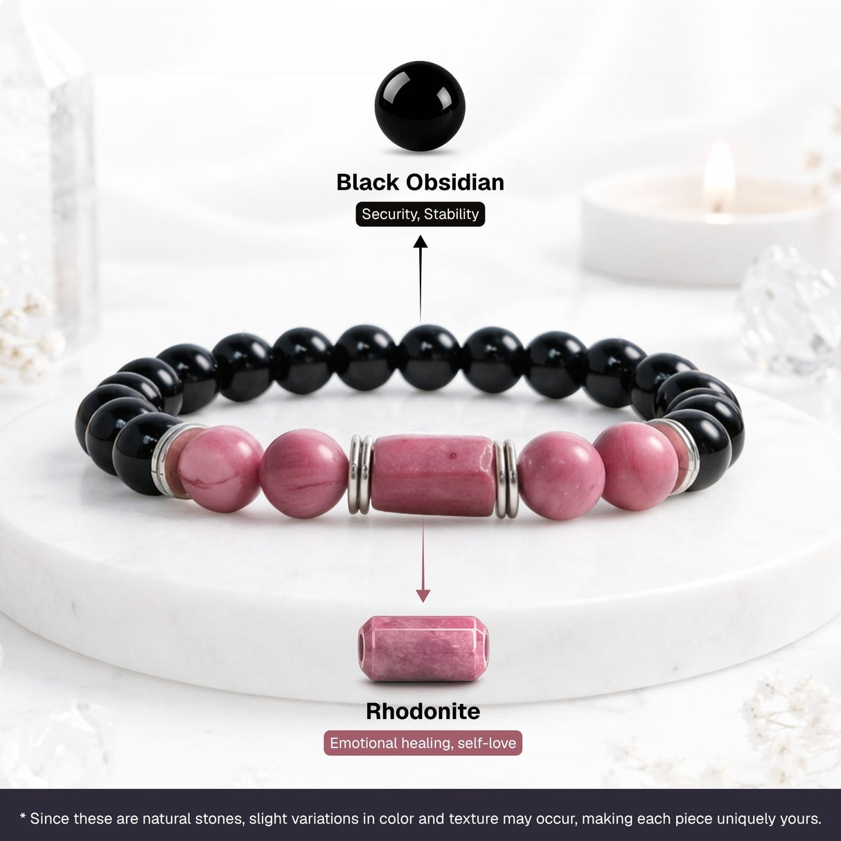 Rhodonite Zodiac Band – Libra (तुला राशि)