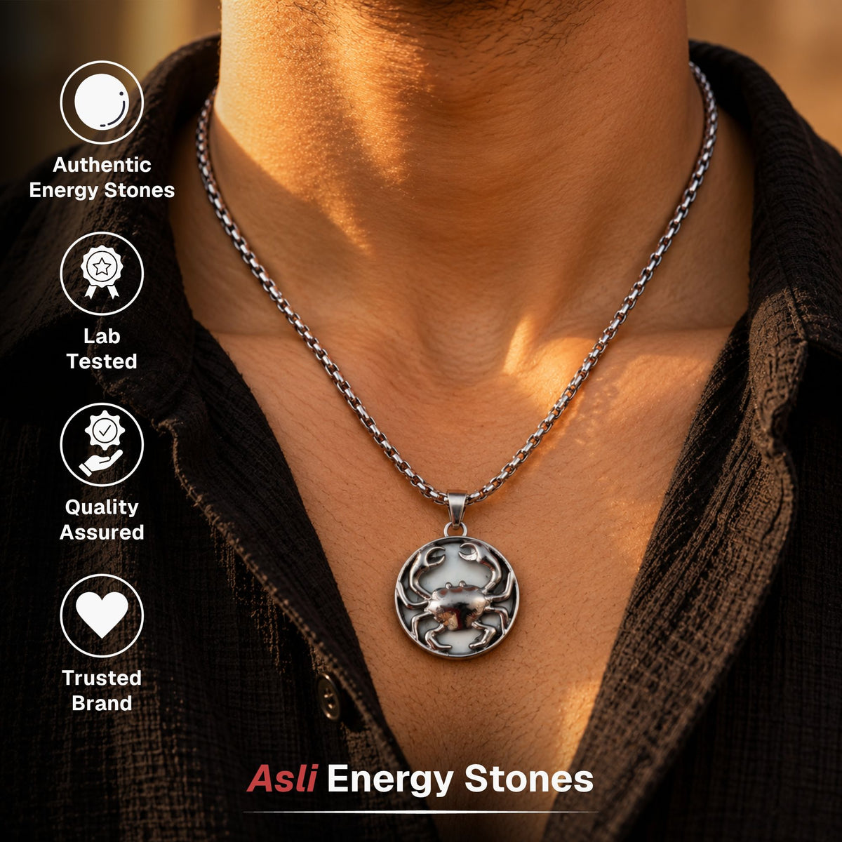 Cancer Zodiac Pendant with Howlite Stone