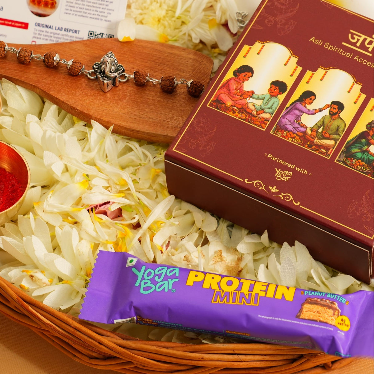 Silver Plated Ganesh Rudraksha Rakhi Box