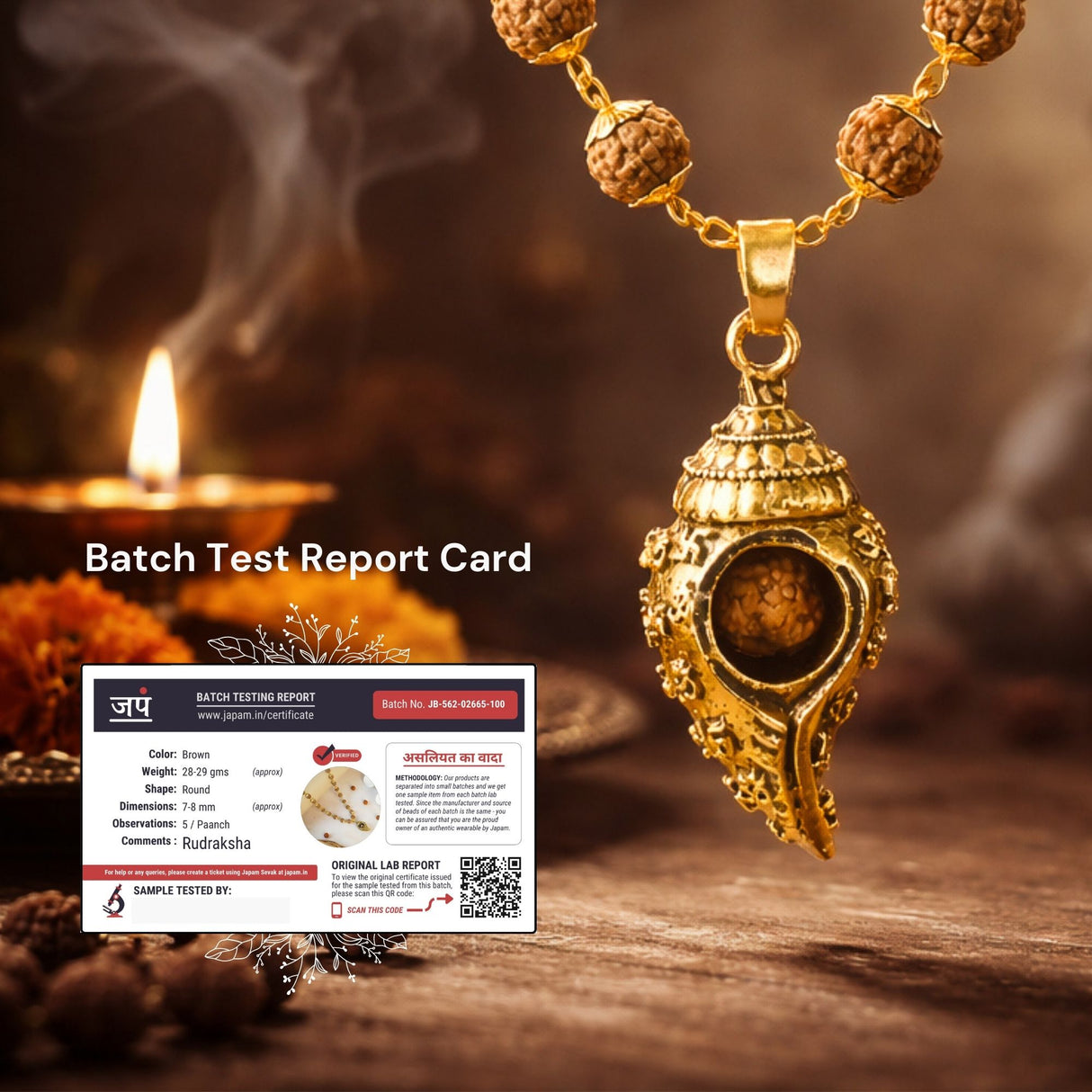 Gold Plated Shiv Shankh Rudraksha Mala