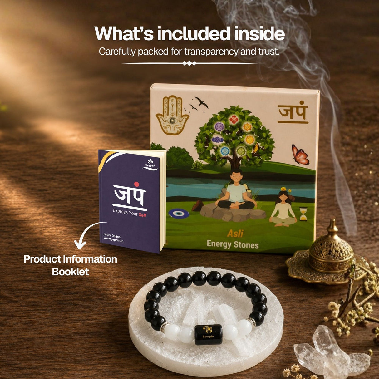 Black Obsidian & Milky Quartz Zodiac Band for Scorpio (वृश्चिक राशि)
