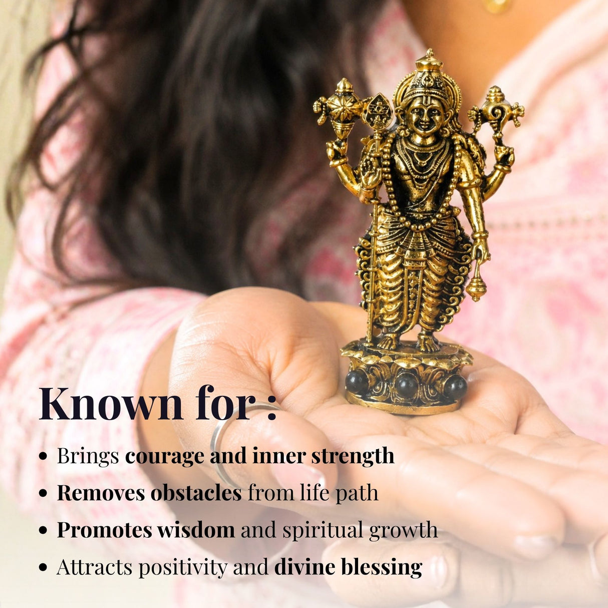 Gold Plated Lord Vishnu Idol for Car Dashboard