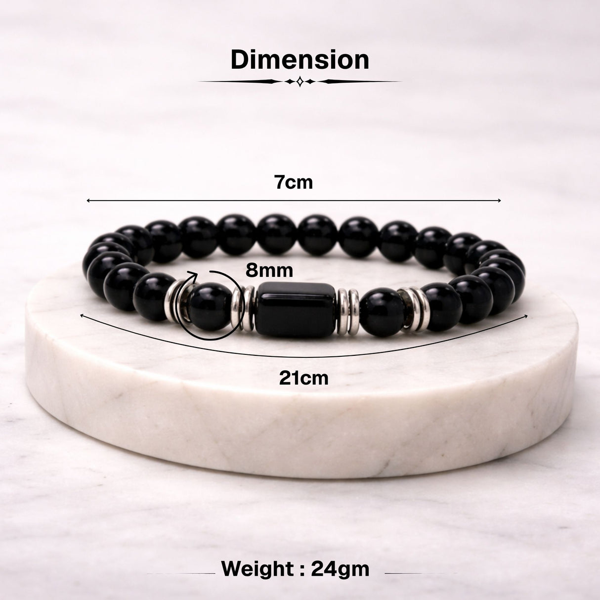 Black Onyx Zodiac Band – Aquarius (कुंभ राशि)