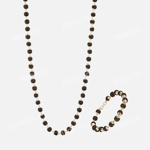 Silver Plated Karungali Mala + Karungali Bracelet Combo For Men
