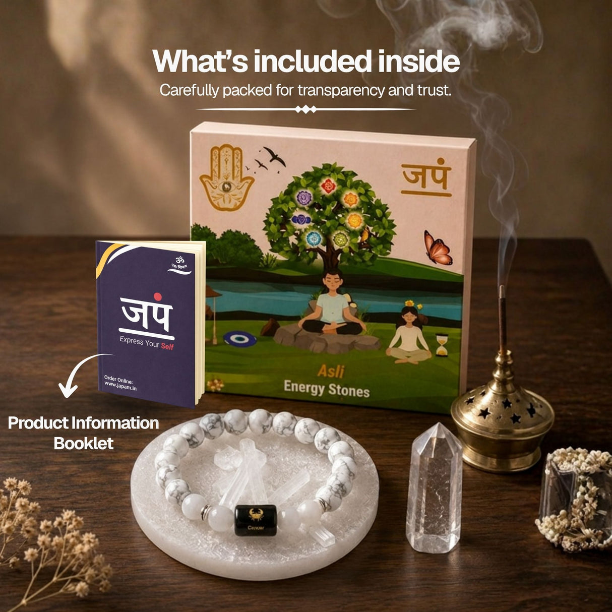Howlite & Milky Quartz Zodiac Band for Cancer (कर्क राशि)