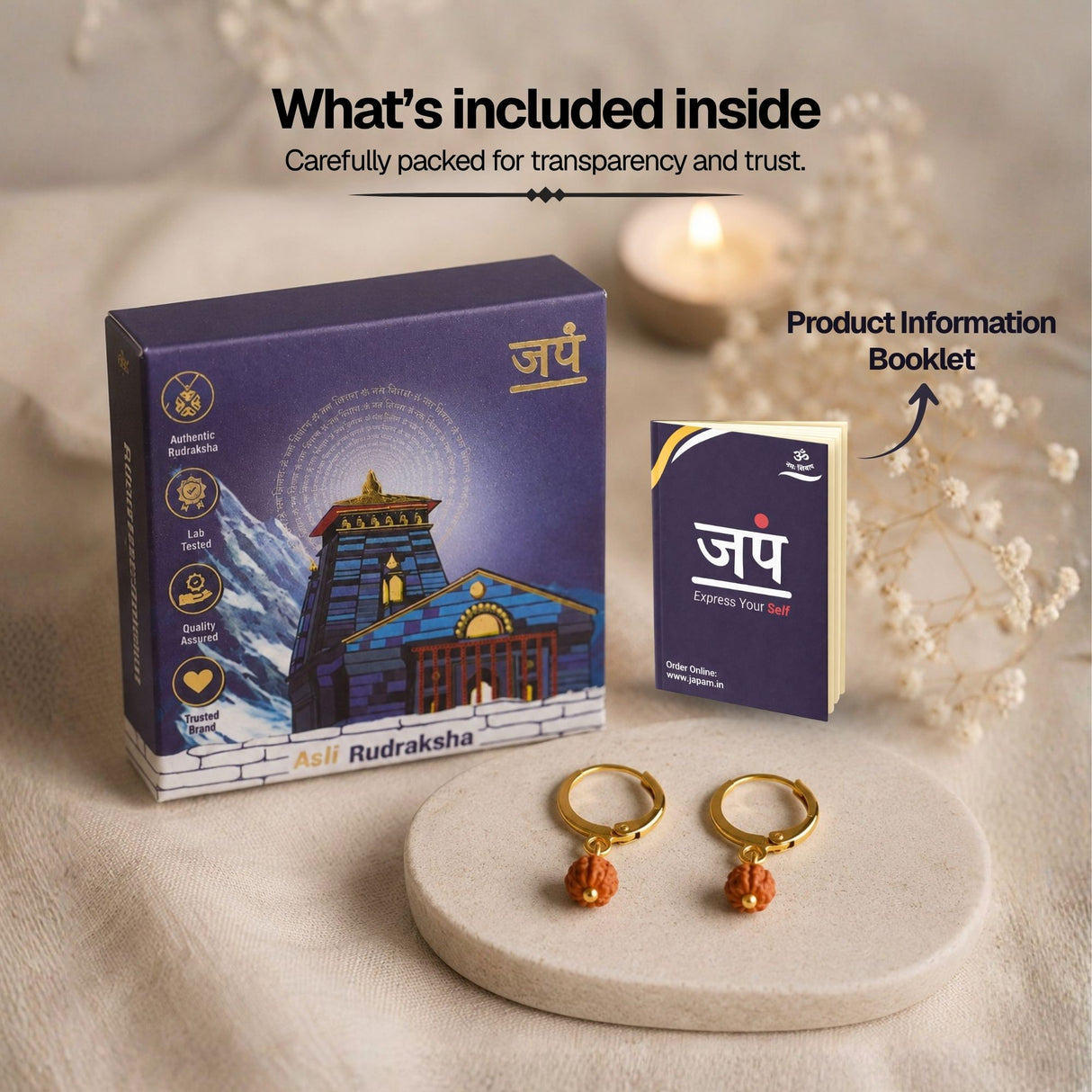 5 Mukhi Rudraksha Hoop Earings