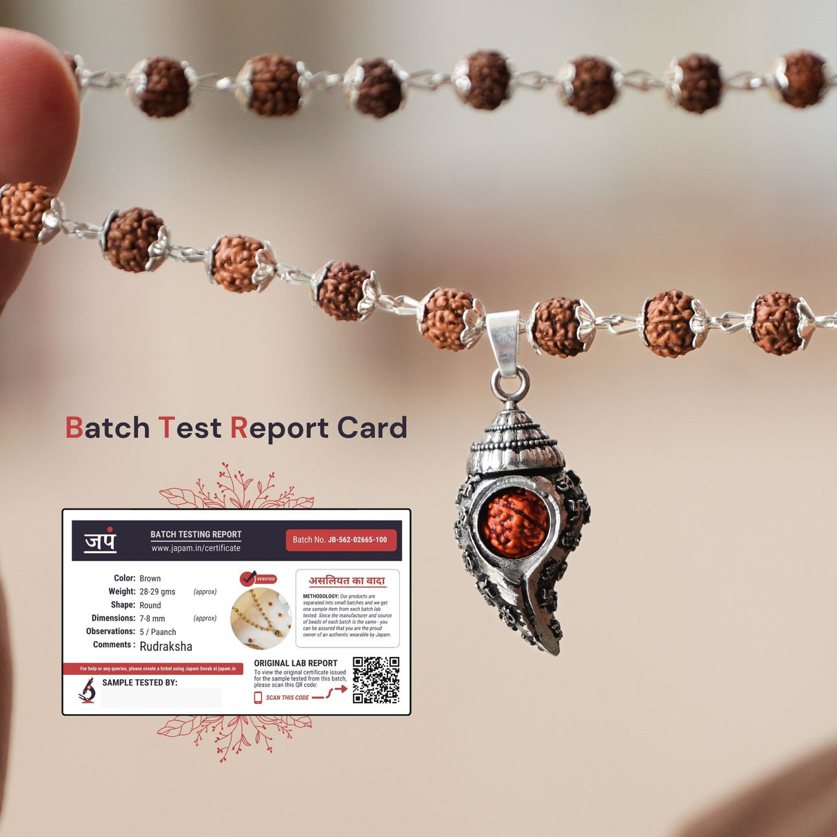 Silver Plated Shiv Shankh Rudraksha Mala