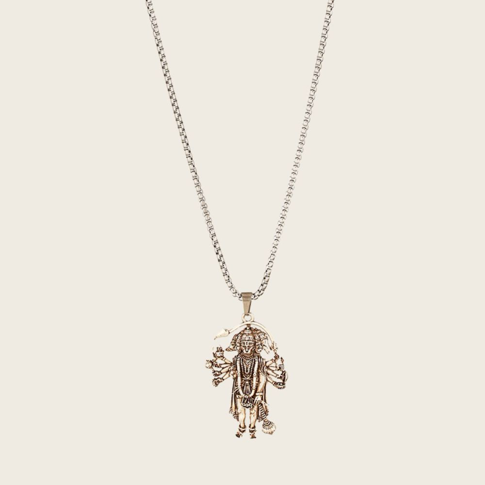 Silver Plated Panchmukhi Hanuman Ji Necklace
