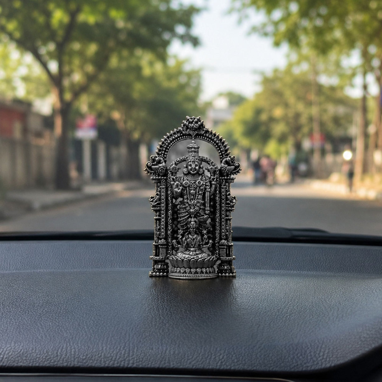 Silver Plated Lord Tirupati Bala Ji Idol for Car Dashboard