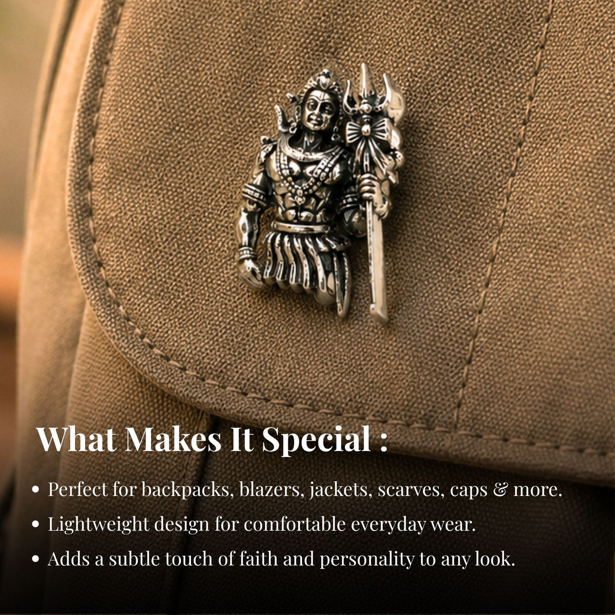 Silver Plated Fierce Shiva Brooch