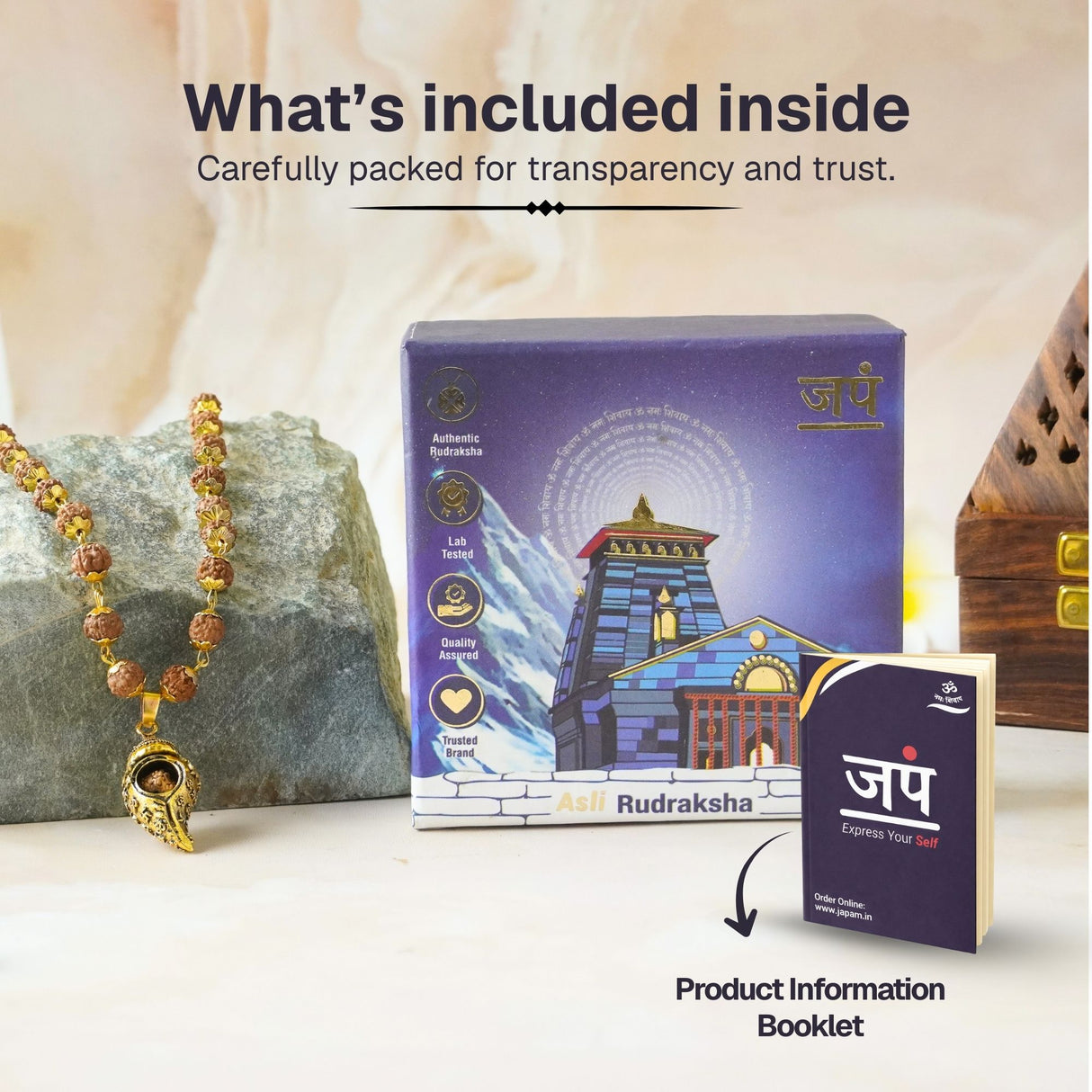 Gold Plated Shiv Shankh Rudraksha Mala