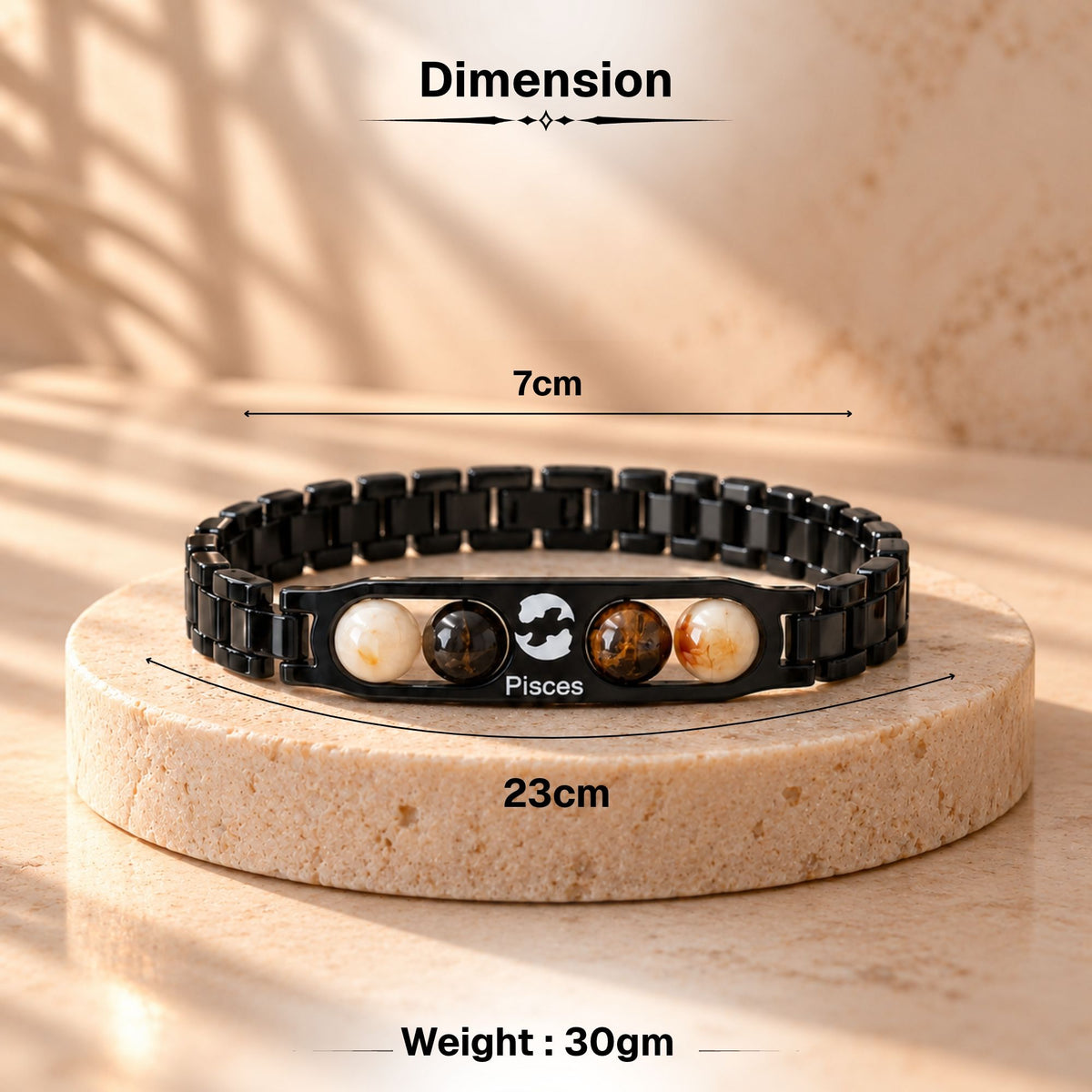 Pisces Zodiac Sign Metal Bracelet + Free Selenite Plate