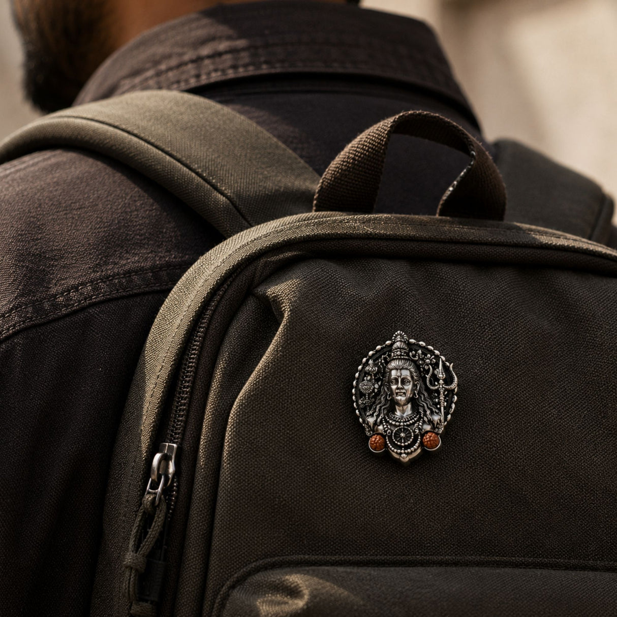 Silver Plated Rudra Roop Shiva Brooch