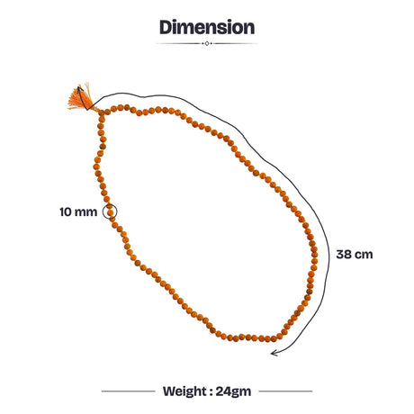 Natural Haldi Jaap Mala dimensions: 38 cm laid flat, 10 mm round beads, 24 g
