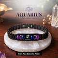 Aquarius Zodiac Sign Metal Bracelet + Free Selenite Plate