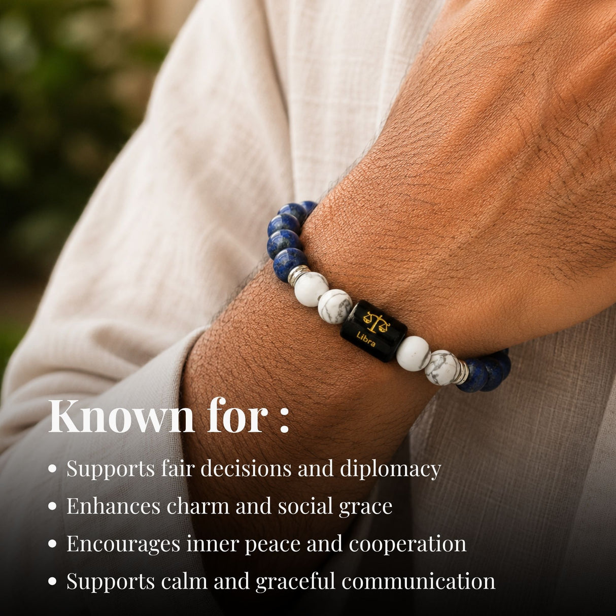 Lapis Lazuli & Howlite Zodiac Band for Libra (तुला राशि)