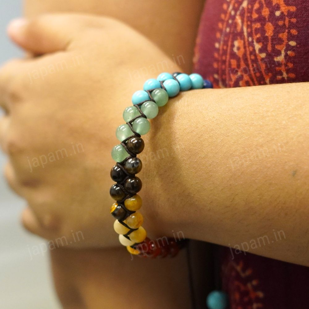 Seven Chakra Double Tie-Up Bracelet