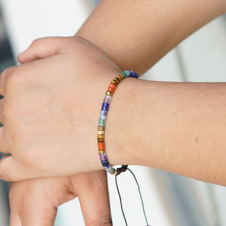 Minimal 7 Chakra Tie Up Bracelet