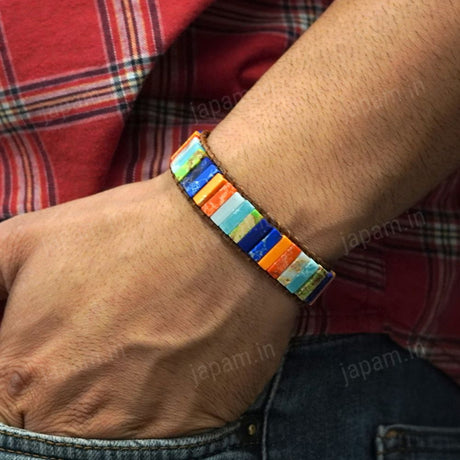 7 Chakra Mosaic Tie Up Bracelet