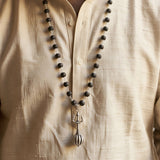 Silver Plated Trishool Gada Karungali Mala