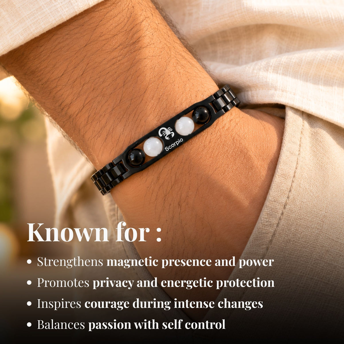 Scorpio Zodiac Sign Metal Bracelet + Free Selenite Plate