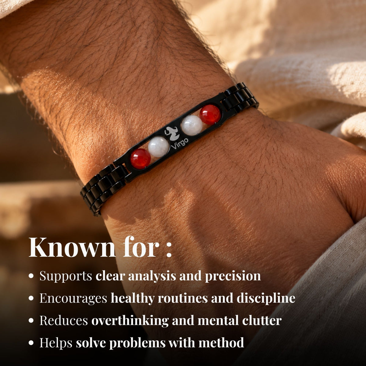 Virgo Zodiac Sign Metal Bracelet + Free Selenite Plate