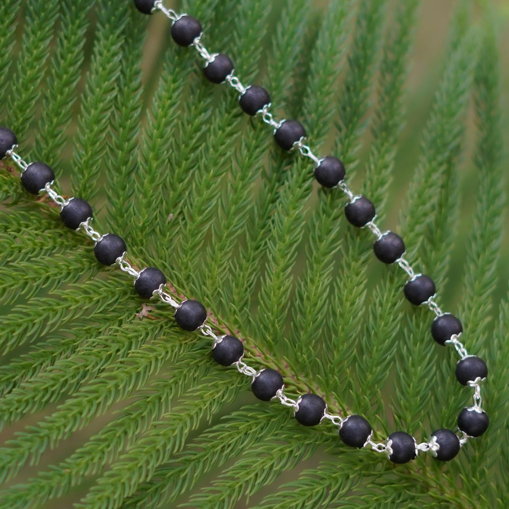 Silver Plated Eternal Karungali Mala - 9mm Beads