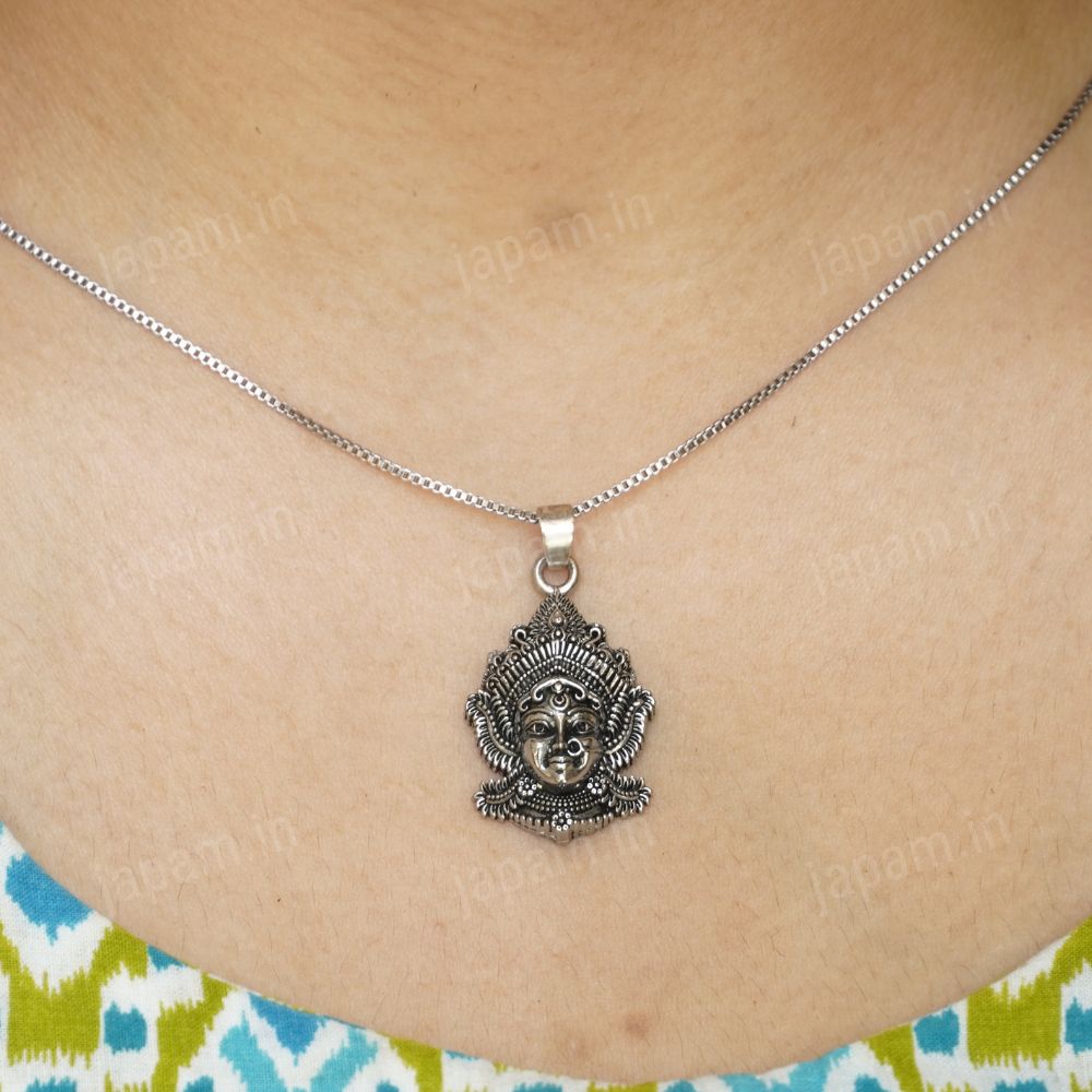 Oxi Silver Bhavani Durga Necklace