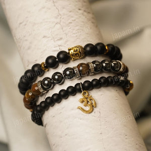 Power Om Energy Combo of Black Onyx, Hematite & Tiger Eye Bands