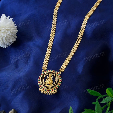 Gold Plated Lakshmi Ji Leaf Necklace