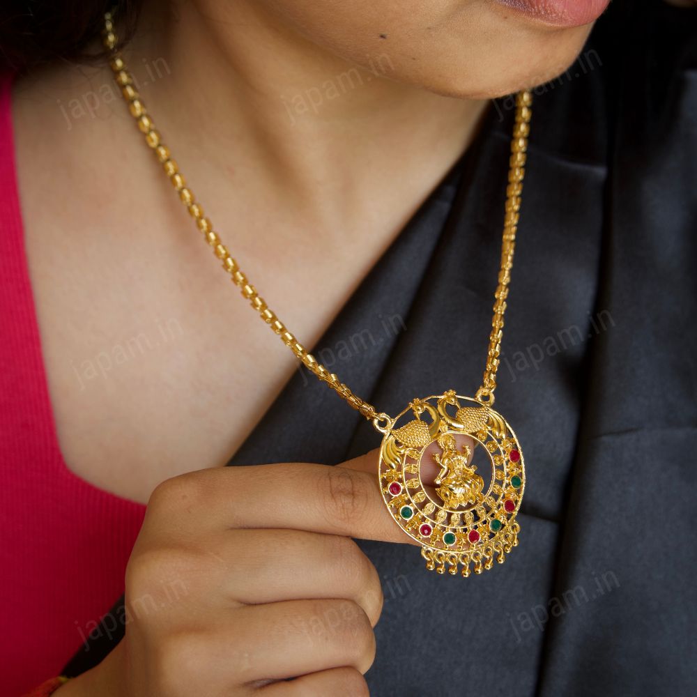 Gold Plated Lakshmi Ji Peacock Necklace