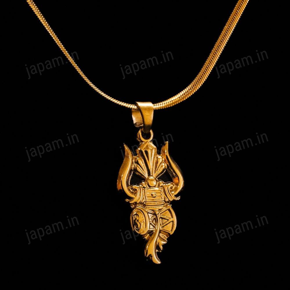 Gold Plated Divine Shakti Trishool Necklace For Women