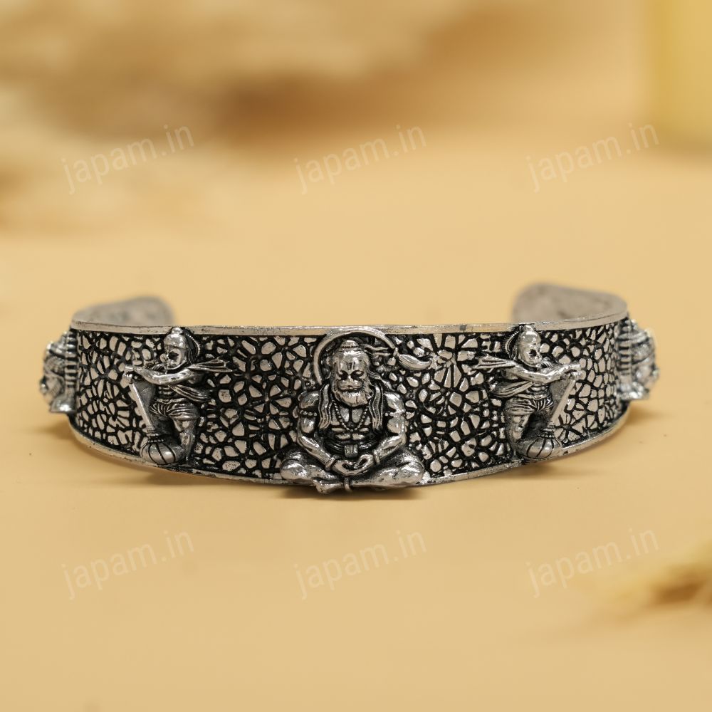 Oxi-Silver Plated Bajrangbali Kada