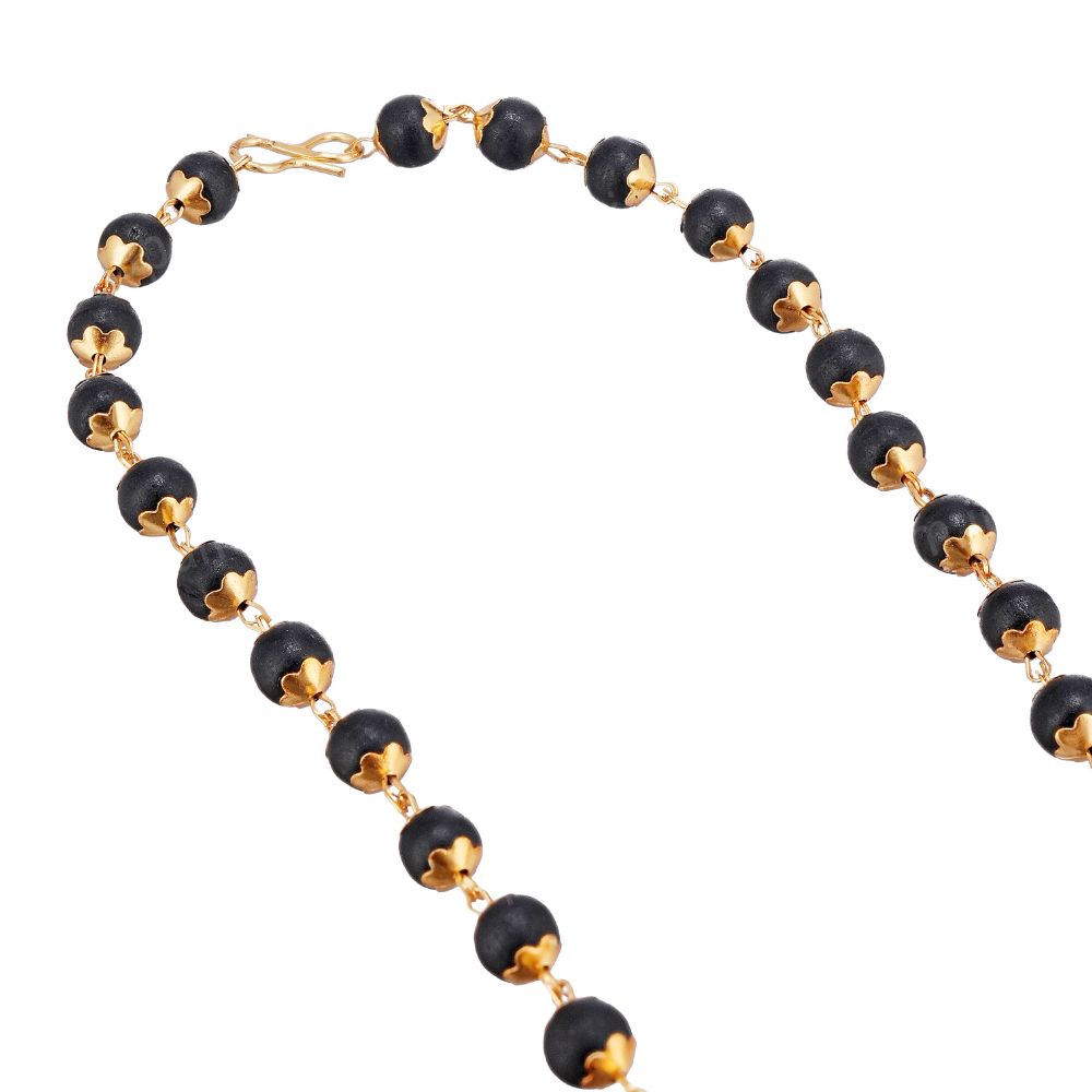 Gold Plated Karungali Necklace with Murugan Pendant