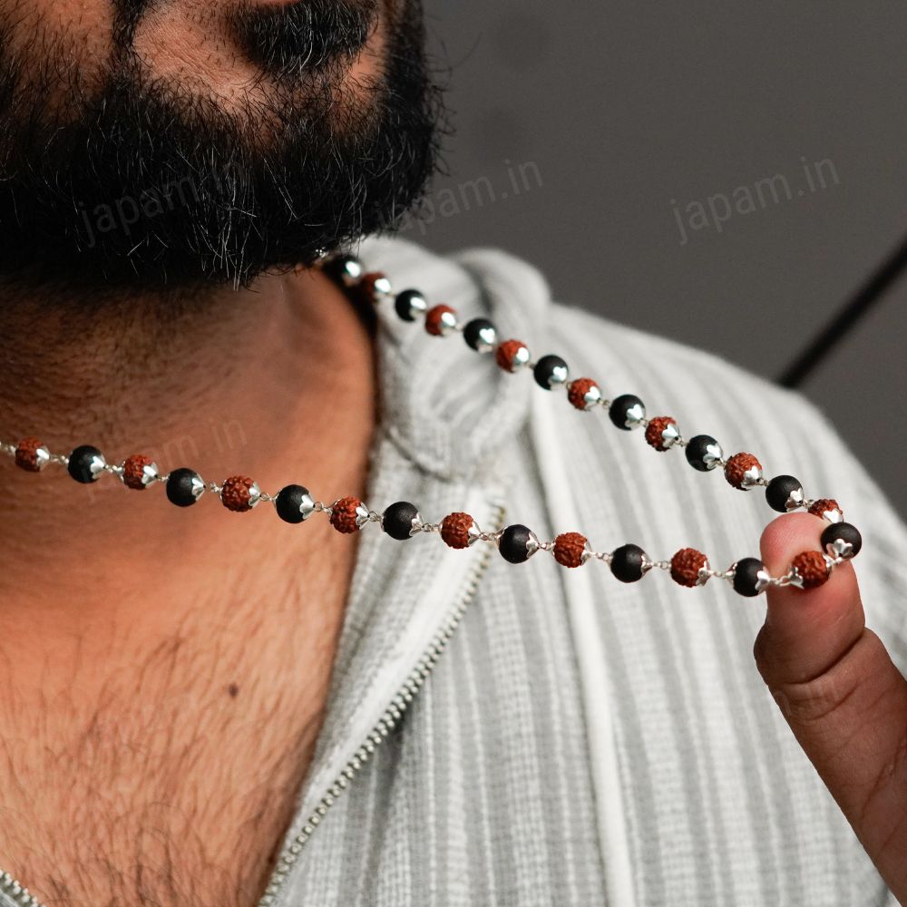 Silver Plated Divya Rudraksha Karungali Mala