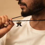 Dual Tiger Nail Teeth Karungali Necklace - Natural Ebony Wood