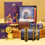 Gold Plated Bhaiya Bhabhi Rudraksha Ki Rakhi - Complete Rakhi Hamper