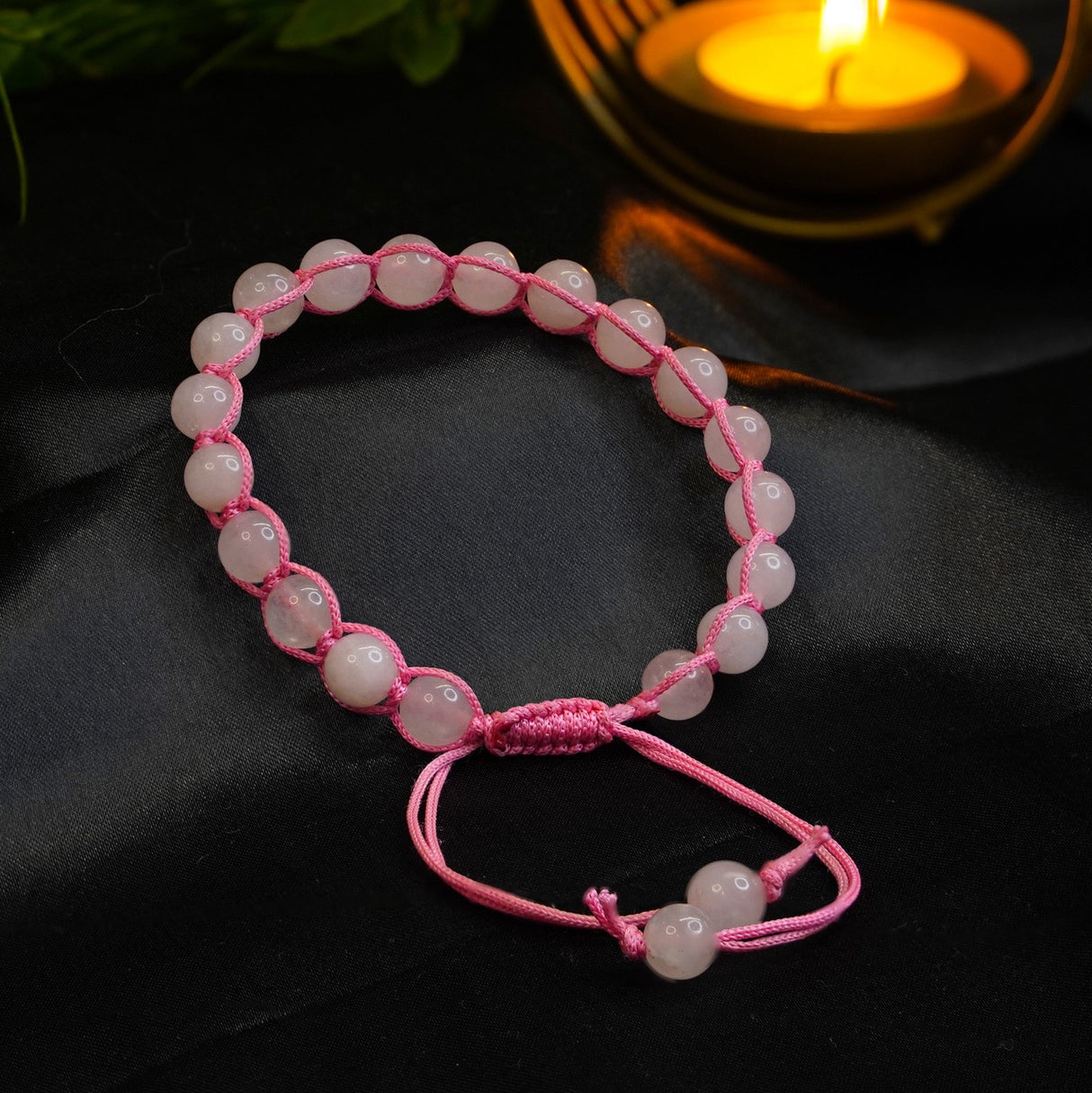 Rose Quartz Tie-up Bracelet