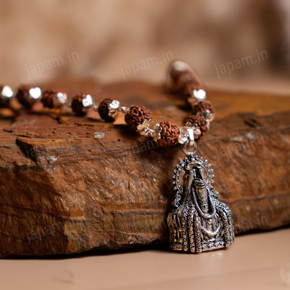 Silver Rudraksha Mala with Somnath Ji Pendant