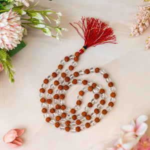 Sphatik and Rudraksha Mala - 108+1 Beads