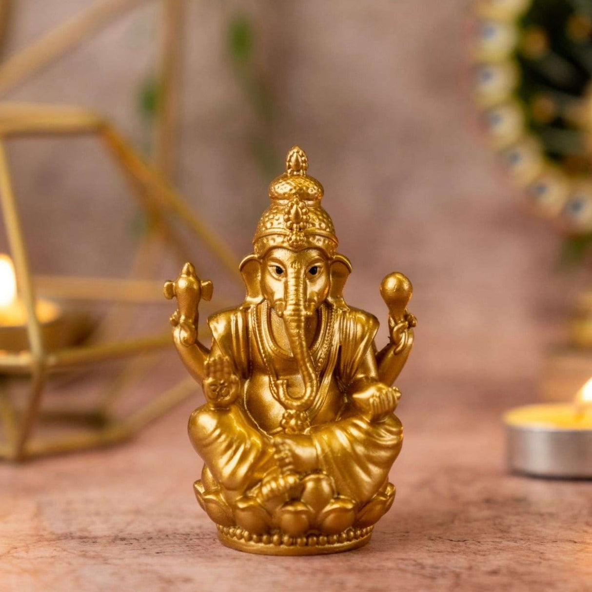 Radiant Gold Ganesh Ji Idol
